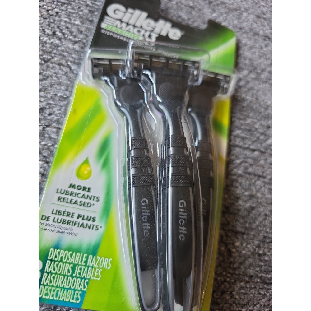 Gillette Razors Mach 3 Sensitive Disposable Razors 3 Count - Picture 2 of 3